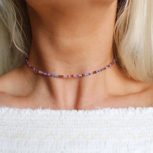 Beach Bum Beaded Choker Necklace / Beach Jewelry / boho jewelry / chokers / trendy jewelry / purple beaded necklace image 2