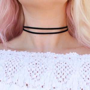 Boho Double Vegan Suede Choker Necklace More colors image 5