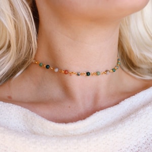 Earthly Glass Beaded Choker Necklace, Handmade Choker, Boho Necklace image 7