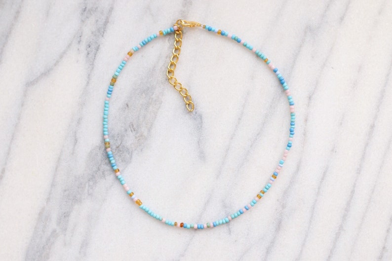 Calypso Blue Seed Beaded Choker