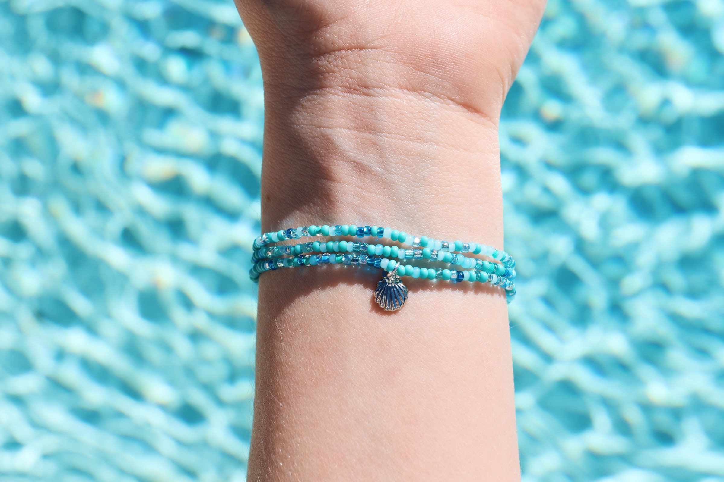 Laguna Muschel Charm Perlen Wickelarmband