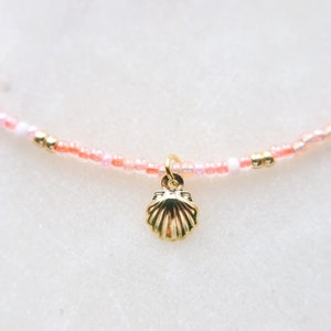 Sunkissed Peach Sea Shell Beaded Choker Necklace image 2