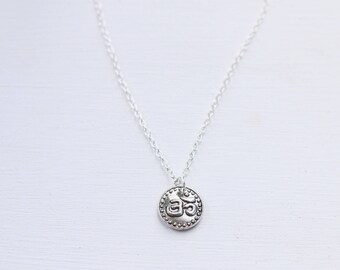 Silver Coin Om Dainty Necklace