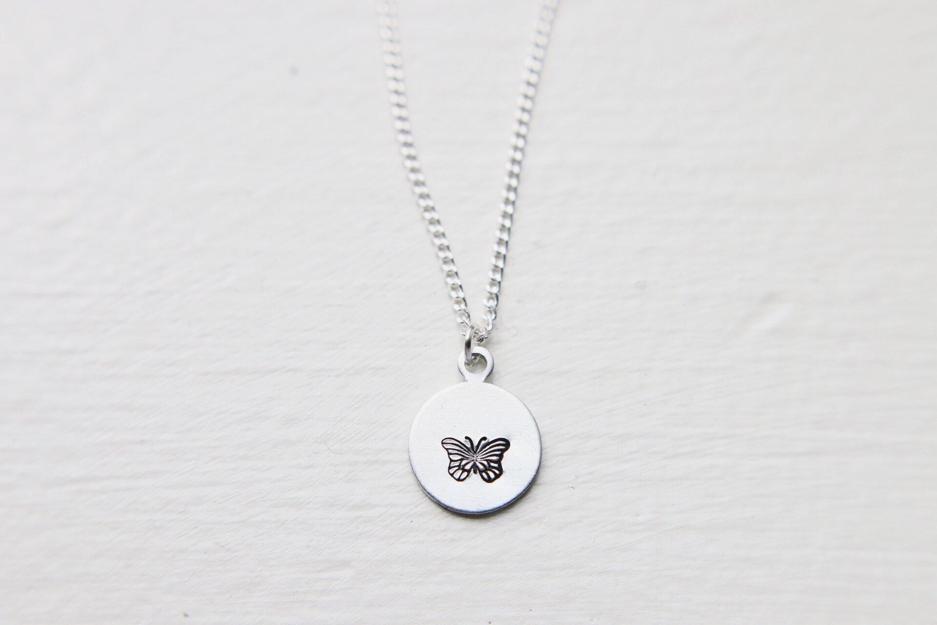 Dainty Hand Stamped Butterfly Necklace image 4