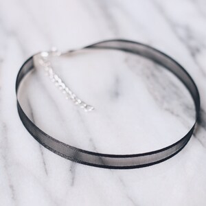 Simple Black Satin Sheer Ribbon Choker Necklace, 90s Choker, Handmade ...