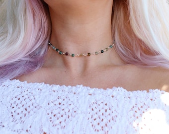Handmade Earthy Glass Beaded Choker: Boho Necklace