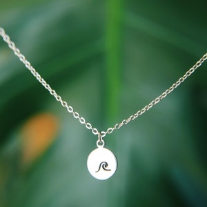 Dainty Hand Stamped Wave Necklace image 1