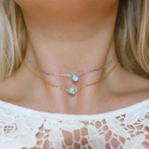 Larimar Dainty Stone Choker Necklace