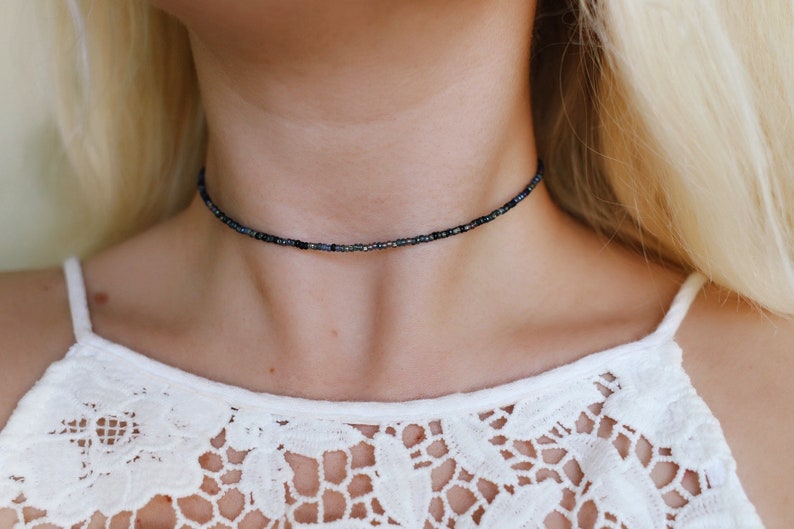 Midnight Seed Beaded Choker Necklace image 2