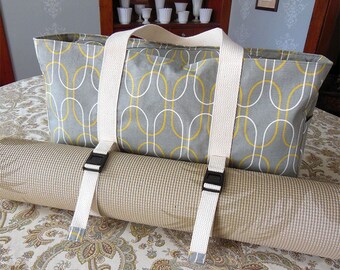 Yoga Tote - Oval Abstract Pattern on Gray