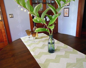 Lime Chevron Jacquard Table Runner with Cotton Backing 18 1/2" x 69 3/4"