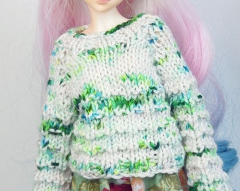 BJD Minifee knitted green and cream Jumper