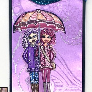 Rainy day stamp, friends stamp, Rita Barakat,  umbrella, rain boots