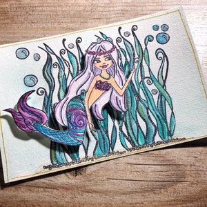 Floral Mermaid stamp, under the sea, fish, ocean, image 4