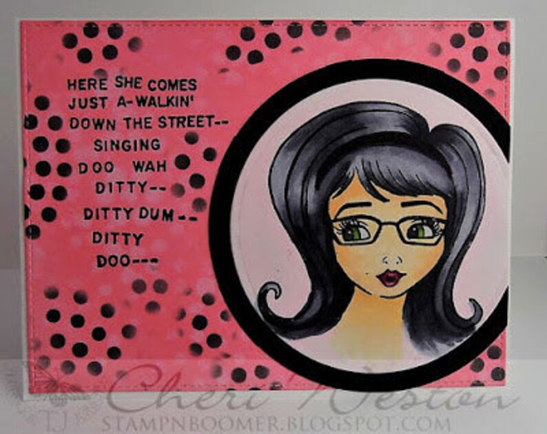 Face stamp, Sassy Sue, cartoon stamp, stationary, card making, artjournal , planners image 3