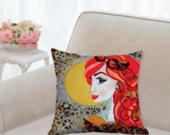 Steampunk pillow, Decorative, girls room pillow, pretty pillows, throw pillows, original art