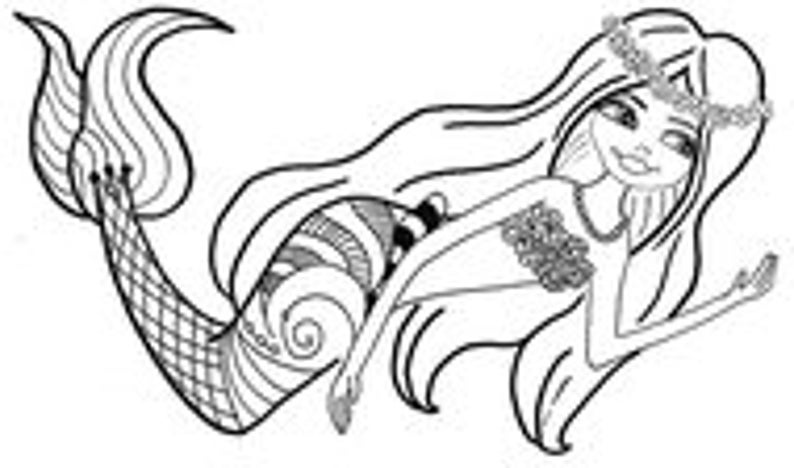 Floral Mermaid stamp, under the sea, fish, ocean, image 2