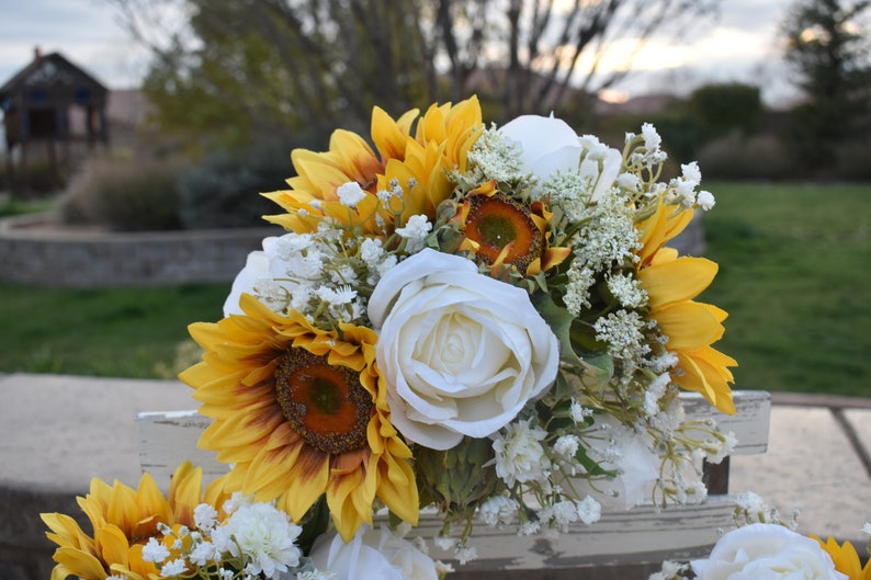 Silk Wedding BouquetSunflower bouquet rustic sunflower image 0