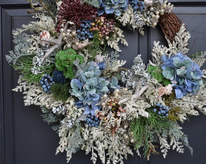 Ocean Wreath, Beach Wreath, Starfish Wreath,sea Wreath, Bathroom Ocean
