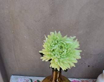 Double Mum Spray, Faux Flower Stem, MUM stem, Green/Lime Double Mum, DIY Flowers, Silk Flowers,