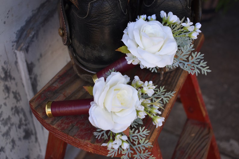 Mens White Shotgun Shell Boutonniere Silk Grooms Flowers - Etsy