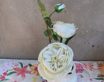 Rose Spray, Faux Flower Stem, Rose stem, Green Cabbage Rose, DIY Flowers, Silk Flowers,