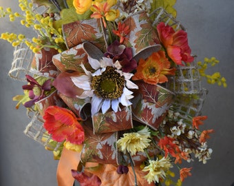 Fall colors Swag, Fall Lantern Swag, Autumn Lantern Swag, Sunflower Lantern swag, Ready to Ship, Fall Swag, Sunflower Swag,