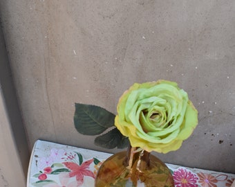 Faux Flower Stem, DIY Flowers, Silk Flowers, Fake Flower Stem, Open Rose Stem Green