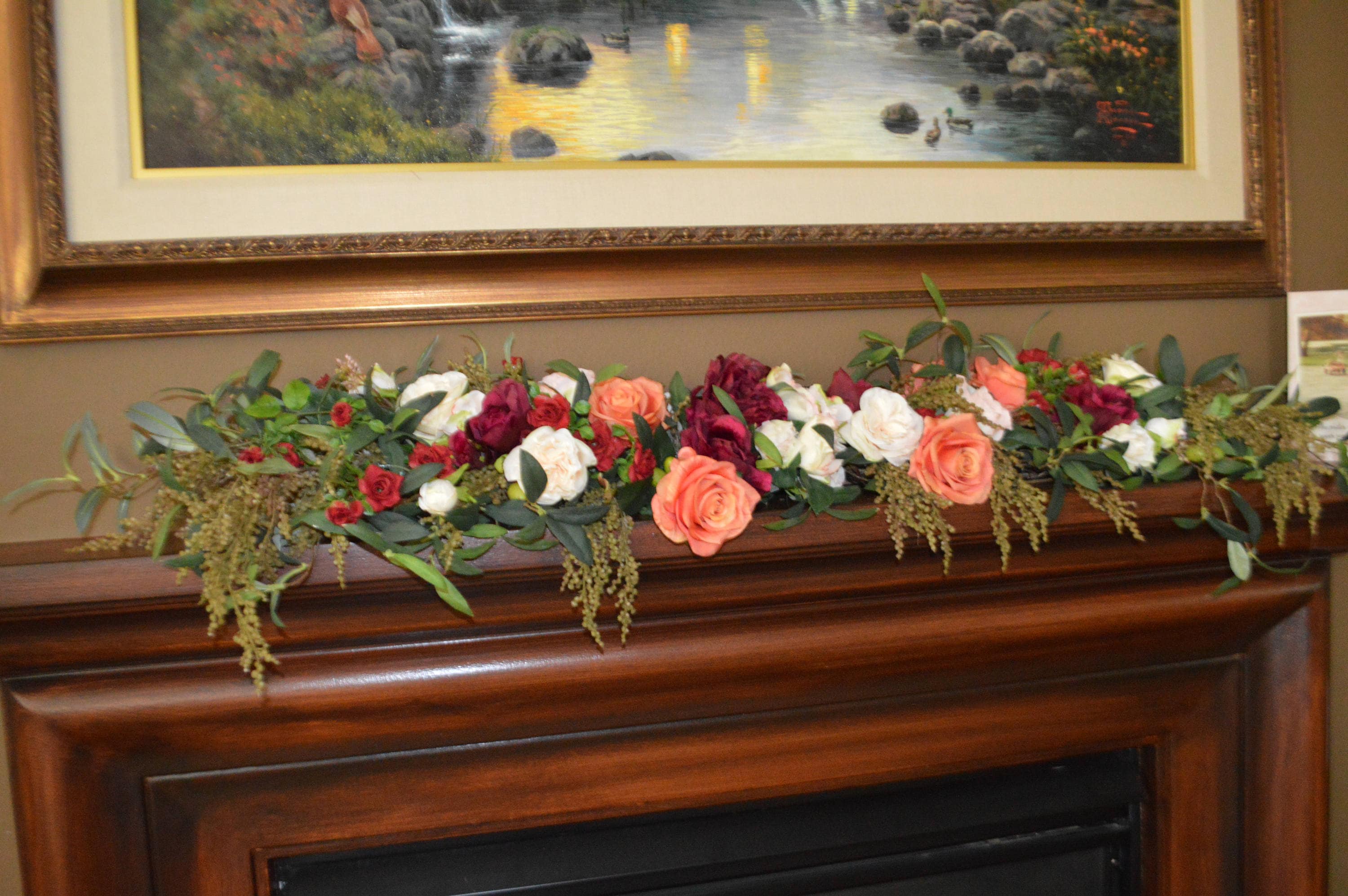 Mantle Swag Floral Swag Fireplace swag Wall Swag Floral Etsy
