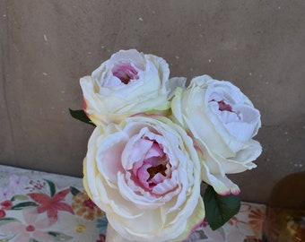 Rose Spray, Faux Flower Stem, Rose stem, Green Cabbage Rose, DIY Flowers, Silk Flowers, ROSE BUNDLE-3