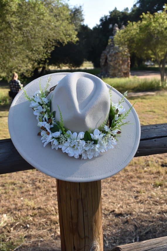 Floral Boho Hat Belt Boho Wedding Hat Silk Flower Hat Band Boho
