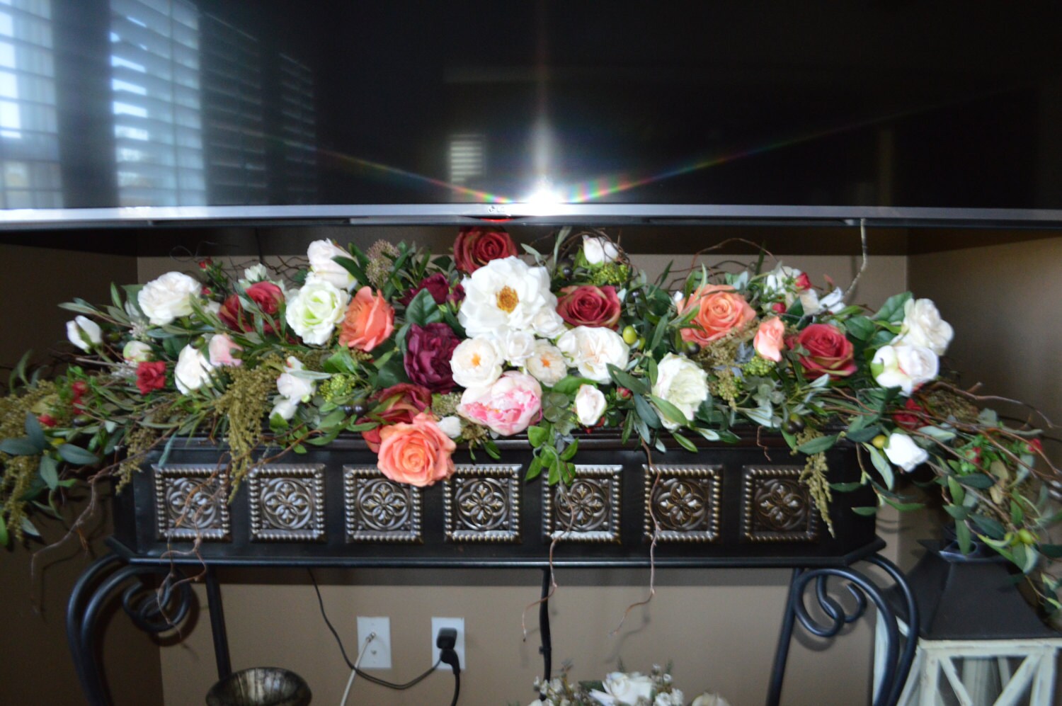 Mantle Swag Floral Swag Fireplace swag Wall Swag Floral Etsy