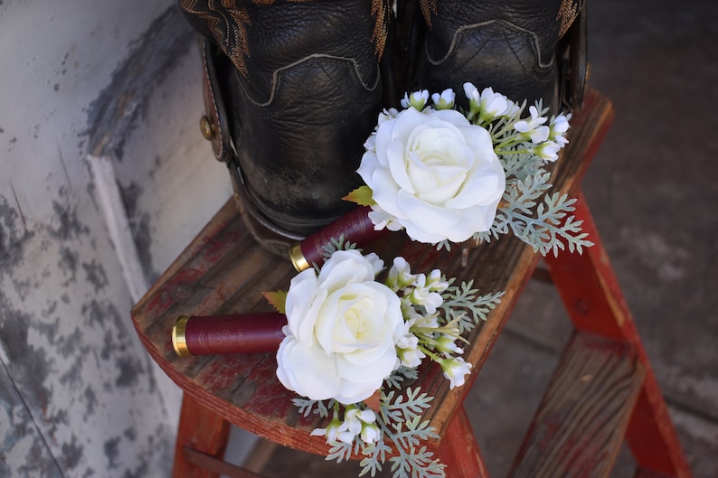 Mens White Shotgun Shell Boutonniere Silk Grooms Flowers - Etsy