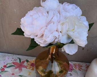 Peony Bouquet, Faux Flower Stem, Peony Stems, Pink and white Peony, DIY Flowers, Silk Flowers, Peony Bouquet