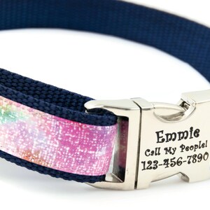 Monet Print Dog Collar and Lead Personalized with Laser Engraved Metal Buckle, Adjustable, Perfect Dog Lover Gift for Small or Large Dog image 3