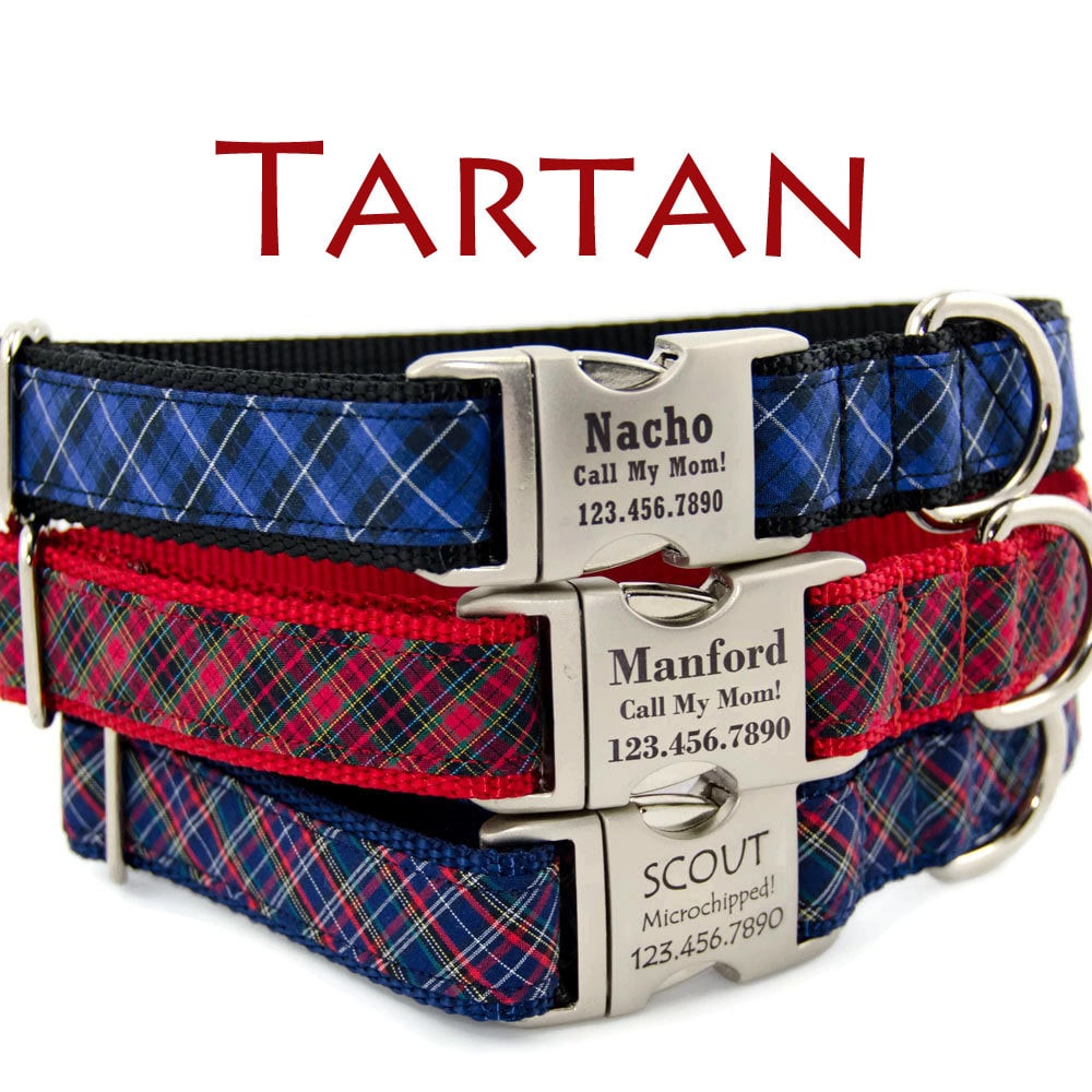 Blue Plaid Dog Collars Adjustable Dog Collar is Etsy