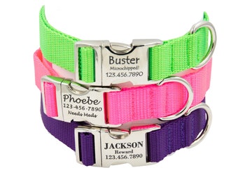 Neon Dog Collar / Neon Pink  / Hot Pink / Neon Green / Lime Green / Sturdy Durable Girl or Boy Dog Collar / Hi Vis