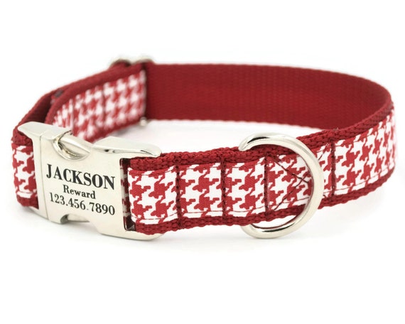 Houndstooth Free Personalized Dog Collar Leash Bow Tie Set 