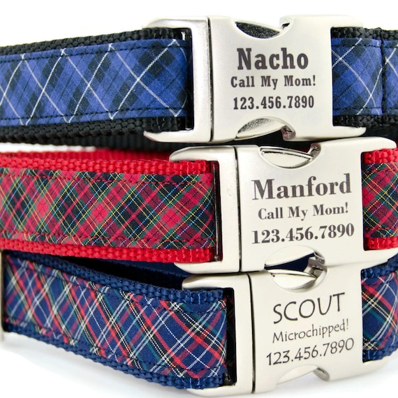 Tartan Plaid Dog Collar Adjustable Collar is Personalized Etsy