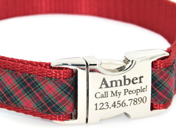 personalized plaid dog collars