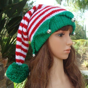 DIY Knitting PATTERN 150: Santa's Elf Knit Hat with Pom-pom Pattern, Knit Elf hat pattern, Size Teen/Adult PDF Digital Pattern image 4