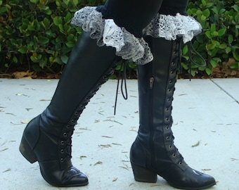 DIY- Knitting PATTERN #123: Knit ruffle top boot cuff pattern, Boot cuff pattern includes 4 sizes, Instant Download PDF Pattern
