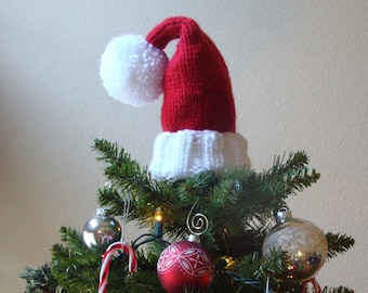 DIY- Knitting PATTERN #199: Santa Hat Tree Topper Pattern, Santa Hat Pattern, Christmas tree topper pattern, PDF Digital Pattern