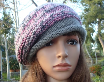 DIY - Knitting PATTERN #212: French beret knit slouchy pattern, Knit beret pattern, French beret hat pattern - PDF Digital Pattern