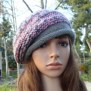 DIY - Knitting PATTERN #212: French beret knit slouchy pattern, Knit beret pattern, French beret hat pattern - PDF Digital Pattern