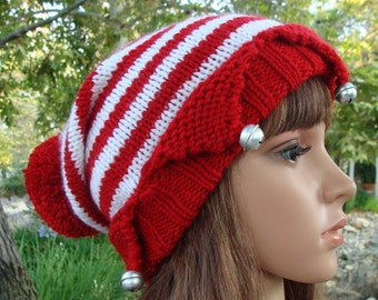 DIY- Knitting PATTERN #166:  Santa's Little Elf Knit Hat with Pom-pom pattern, Elf Knit Hat Pattern, Size Teen/Adult - PDF Digital Pattern