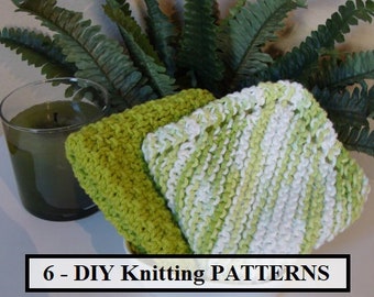 DIY- Knitting PATTERN #78:  6 Knit Dishcloth Patterns/Washcloth Patterns, Eco-Friendly, 6 Patterns In All- PDF Digital Patterns