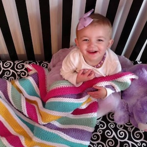 DIY- Knitting PATTERN #106: Over the Rainbow Infant to Toddler knit blanket pattern - Knit Baby Girl Blanket Pattern, PDF Digital Pattern