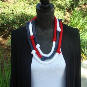 DIY - Knitting PATTERN #80: Fourth Of July, 4th Of July I-Cord Knot Necklace, Knit Necklace Pattern - PDF Digital Pattern