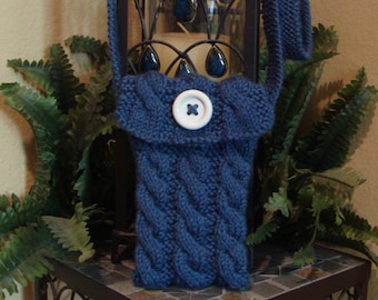 DIY - Knitting PATTERN #46: Cable Knit Cell Phone Purse, Phone cozy purse, Smart Phone, iPhone, iPhone 6, and more!  - PDF Knit Pattern